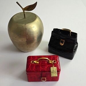 Maleci Made in Italy Red  Leather Jewelry Box With Mirror